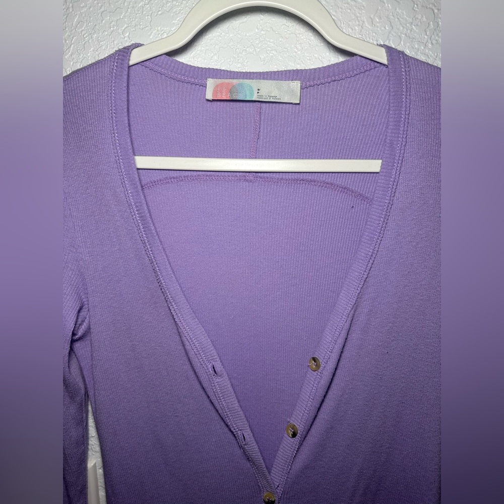 Free People Ribbed Up Maxi Women’s Size Small Lavender Long Cardigan - Picture 5 of 7